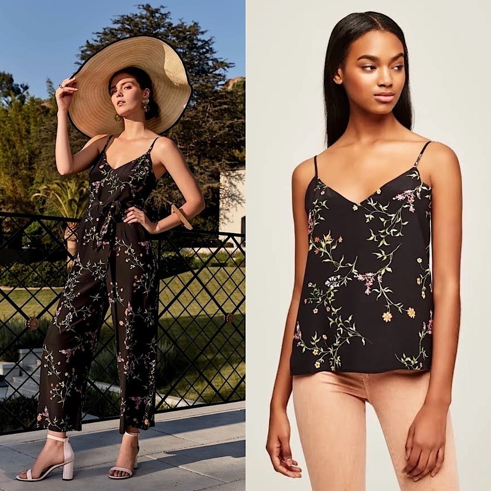 NWT L'AGENCE Silk Crepe Floral Print Sleeveless V-Neck Camisole Tank Top XS